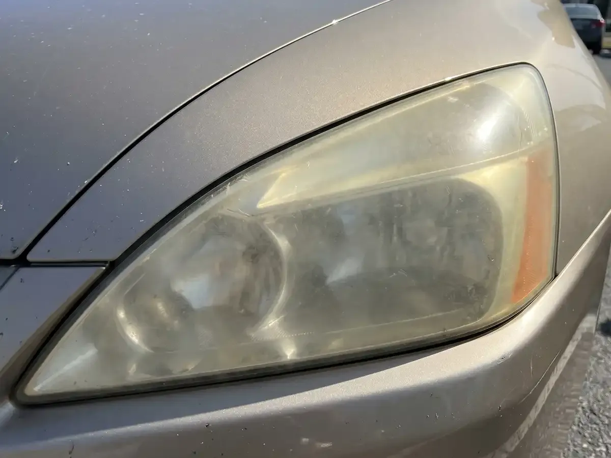 Oxidized cloudy headlight before restoration