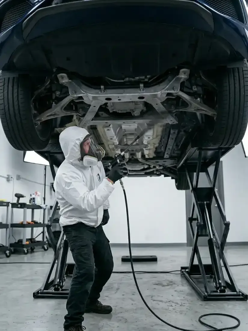 Undercoating application at Revibe Auto Styling