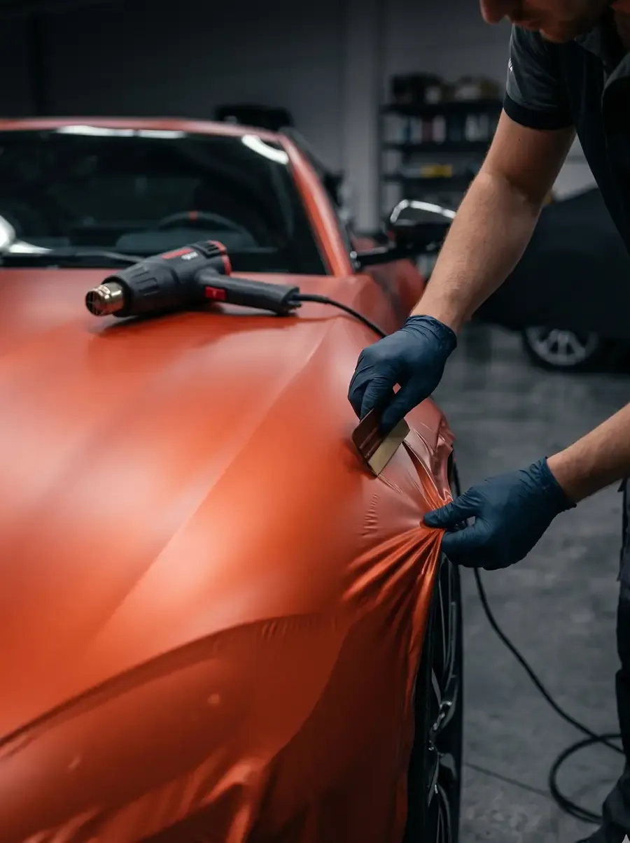 Vinyl wrap installation process at Revibe Auto Styling